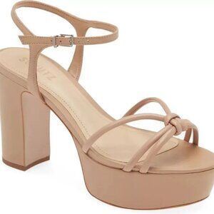 SCHUTZ Kelsie Platform Leather Sandal, Nude Leather, Women Size 7